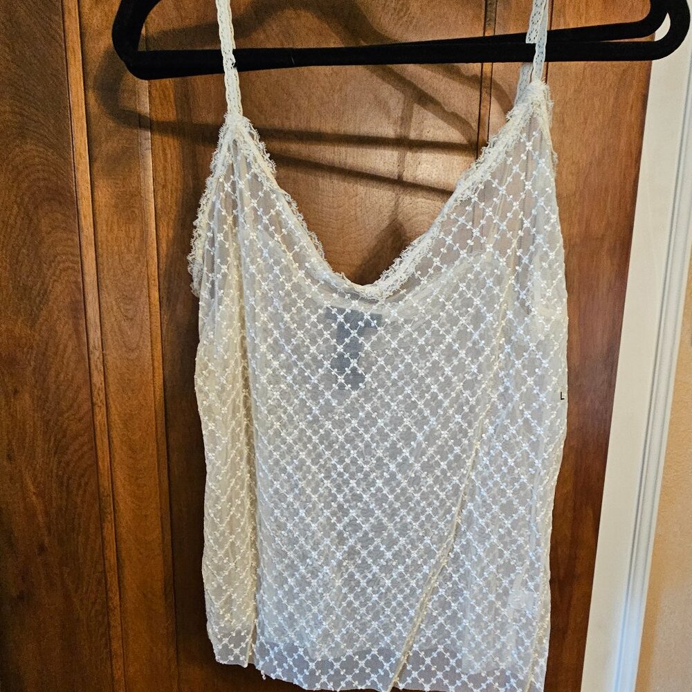 White embellished see through camisole